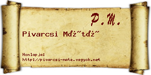 Pivarcsi Máté névjegykártya